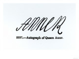 Reproduction of the Signature of Queen Anne