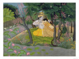 Radha and Krishna Embrace in a Grove of Flowering Trees, c.1780