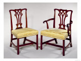 Chippendale Mahogany Dining Chairs, with Interlaced Splat Backs and Square Chamfered Legs, c.1760 Giclee Print