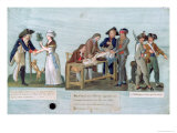 Woman Promising to Marry Suitor After War, Citizens Donating Clothes, Guards Near Cannon, c.1792