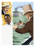 Unidentified Man Rescuing a Girl Who Has Falled from a Paddle Steamer