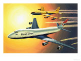 Boeing 747 with Boeing 707 in Background