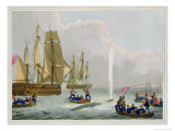 Buy Boats Approaching a Whale, Engraved by Matthew Dubourg at AllPosters.com