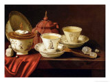 Buy Yixing Teapot and a Chinese Porcelain Tete-A-Tete on a Partly Draped Ledge at AllPosters.com