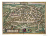 Map of Vilnius, Lithuania, from Civitates Orbis Terrarum by Georg Braun
