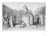 Buy Gaius Gracchus Weeping Before His Father's Statue, Engraved by B.Barloccini, 1849 at AllPosters.com