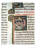The Escape of Saint Paul from Damascus, Letter P, 13th Century, Avranches Bible