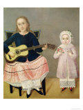 Young Girl with a Guitar and Child with a Bouquet