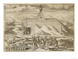 Crew Killing and Skinning Bears, Outside the Cabin, from Gerrit de Veer, 1598