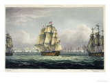 HMS Victory Sailing For French Line, Battle of Trafalgar, 1805, Engraved, T. Sutherland, Pub.1820
