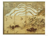 Moonlight Winter Landscape, Part of a Six Panel Folding Screen