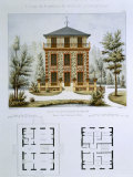Small Country House Near Paris, Engraved by Walter, Plate 12, Architecture Pittoresque et Moderne