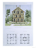 Small Country House Near Paris, Engraved by Walter, Plate 9, Architecture Pittoresque et Moderne