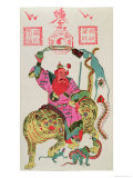 Illustration of a Divinity Employing Exorcism and Throwing from a Magic Bowl Five Poisonous Animals