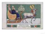 Buy Postcard Depicting Father Christmas on His Sleigh, c.1910 at AllPosters.com