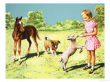 Buy Girl Feeding Lamb at AllPosters.com