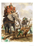 Hannibal and His Elephants Crossing a River by Raft