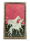Three Hunting Dogs, One of a Set of Playing Cards, Courtly Hawking, Upper Rhein Are, c.1440-45