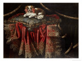 Spaniel Seated on an Embroidered Cushion