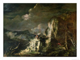 Buy Rocky Landscape with a Huntsman and Warriors at AllPosters.com