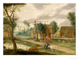 Village Landscape with a Woman Drawing Water from a Well