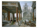 Buy Cappricio of Palace Architecture with Figures Promenading, 1596 at AllPosters.com
