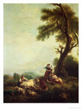 Buy Landscape with Peasants Watching a Herd of Cattle at AllPosters.com