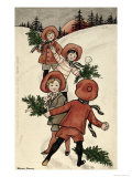 Buy Children with Holly Throwing Snowballs at AllPosters.com