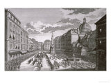 View of a Procession in the Graben Engraved by Georg-Daniel Heumann