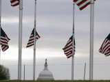 Flags at the Washington Monument Fly at Half Staff