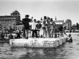 Buy Several Young Men and Women on a Platform in the Water, Some of Them Dancing, on the Lido of Venice at AllPosters.com
