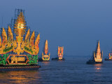 Buy Cambodia's Illuminated Boats Make Their Way Along the Tonle Sap River at AllPosters.com