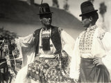 Two Men in Hungarian Traditional Dresses Richly Embroidered