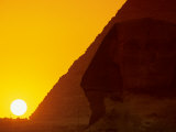 Sunset at the Pyramid of Khafre and Sphinx at Giza, 4th Dynasty, Old Kingdom, Egypt