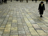 An Orthodox Israeli Jew Walks Across the Plaza Next to the Western Wall