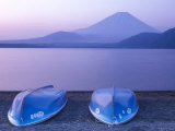 Buy Rowboats on Motosu Lake with Mt. Fuji in the Background, Yamanashi, Japan at AllPosters.com