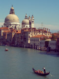 Gondola on the Grand Canal nearing the Santa Maria della Salute, Venice, Italy
