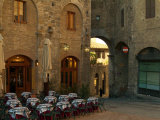 Restaurant in a Small Piazza, San Gimignano, Tuscany, Italy
