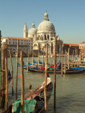 Gondolas near the Grand Canal and the Santa Maria Della Salute, Venice, Italy