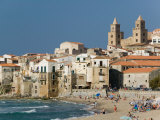 Buy Town View with Duomo from Beach, Cefalu, Sicily, Italy at AllPosters.com