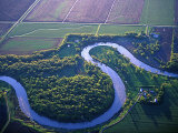 Red River Runs in Farm Country on North Dakota and Minnesota Border, USA