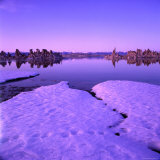 Buy Winter Sunset Over Lake with Snow in Foreground, Mono Lake, USA at AllPosters.com