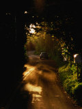 Ccar Travelling Winding Road in Foothills of Tantalus, Honolulu, Oahu, Hawaii, USA