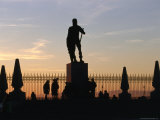 Silhouetted Statue and Trees at Royal Palace, Madrid, Spain