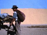 Local Man and Donkey in Cabanaconde at the Western End of the Colca Canyon, Arequipa, Peru