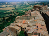 Rooftops of Town Overlooking Tuscan Countryside, Montepulciano, Italy