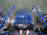Feet Entering the Thermal Waters of Lake Balaton, Keszthely, Hungary