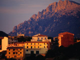 Town Buildings with Supramonte Mountain Behind, Orgosolo, Italy