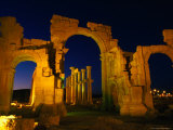 Floodlit Monumental Arch Marking the Entrance to Palmyra, Tadmor District, Palmyra, Syria