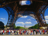 Tourists Queuing at Base of Eiffel Tower, Paris, France
